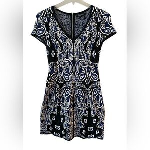 ✨ ETCETERA ✨ Luxury Navy Blue And White Dress Size Small A-line Skater